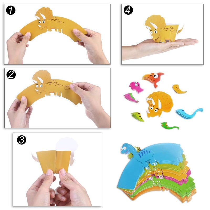 CCINEE Dinosaur Birthday Party Cupcake Wrappers 48 pcs Kids Birthday Party Supplies by CCINEE - Image 4